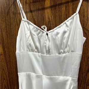 Ardene White Satin Slip Dress with Front Tie